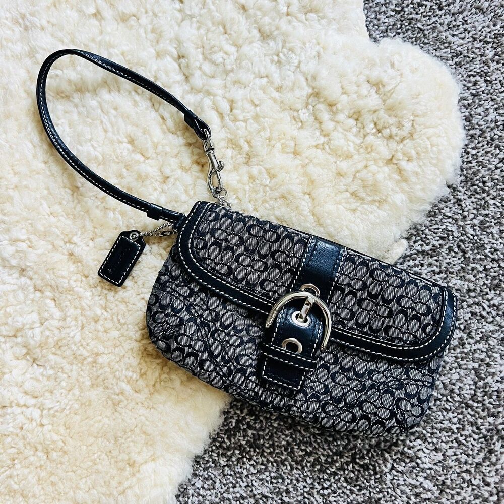 Y2K Coach Soho Mini Signature Wristlet in Black and Gray